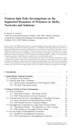 Neutron Spin Echo Spectroscopy Viscoelasticity Rheology