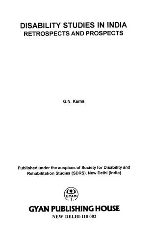 Disability studies in India : retrospects and prospects