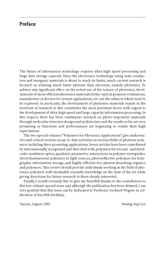 Polymers for Photonics Applications I