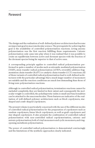 Statistical, Gradient, Block and Graft Copolymers by Controlled/Living Radical Polymerizations