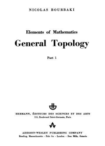 Elements of mathematics. General topology. Part 1