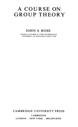 A course on group theory