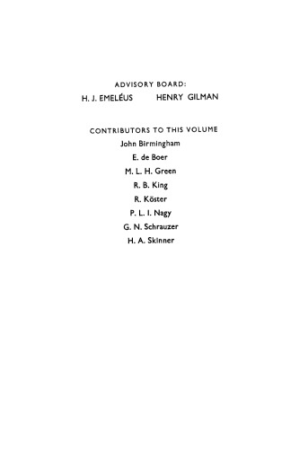Advances in organometallic chemistry. / Volume 2