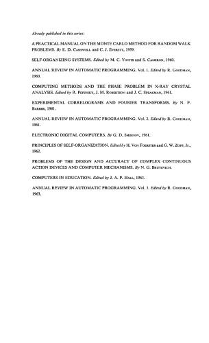 Annual review in automatic programming. 4