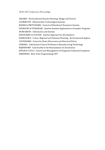 Multivariable technological systems : proceedings of the fourth IFAC international symposium, Fredericton, Canada, 4-8 July 1977
