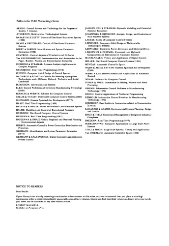 Control of distributed parameter systems, 1982 : proceedings of the Third IFAC symposium, Toulouse, France, 29 June-2 July 1982