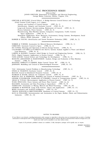 Dynamic modelling and control of national economies, 1986 : proceedings of the 5th IFAC/IFORS conference, Budapest, Hungary, 17-20 June 1986