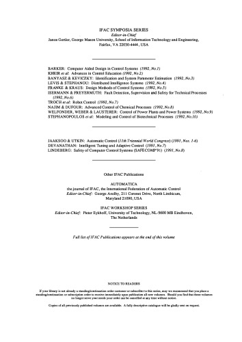 Fault detection, supervision, and safety for technical processes (SAFEPROCESS '91)