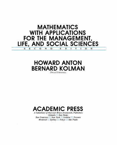 Mathematics with applications for the management, life, and social sciences