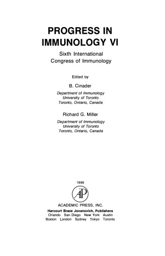 Progress in immunology VI : Sixth International Congress of Immunology
