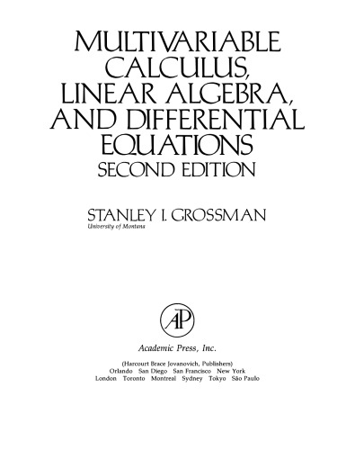 Multivariable calculus, linear algebra, and differential equations