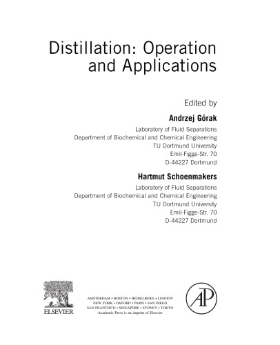 Distillation : operation and applications