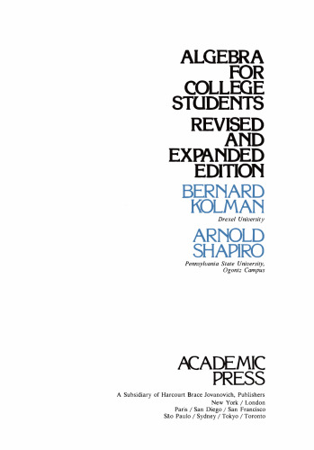 Algebra for college students