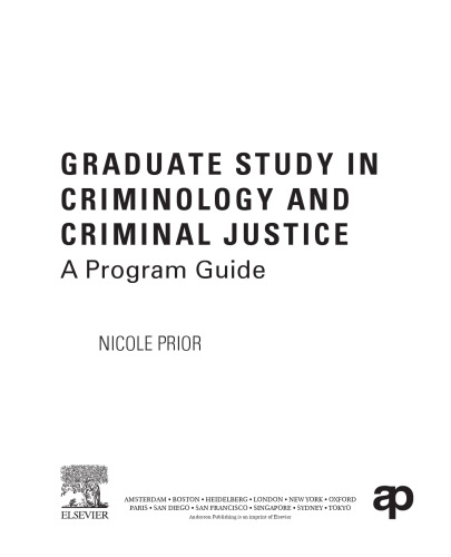 Graduate study in criminology and criminal justice : a program guide