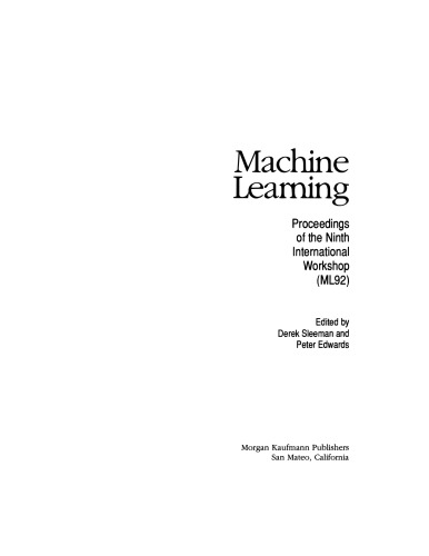 Machine learning : proceedings of the ninth international workshop (ML92)
