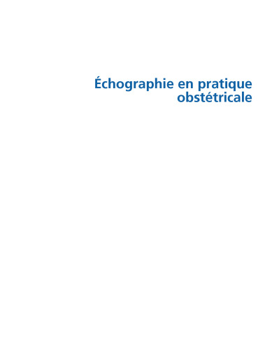 Échographie en pratique obstétricale