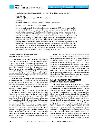 Cadmium-telluride - Material for thin film solar cells