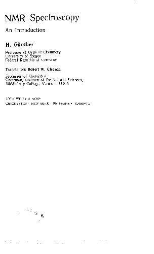 Chemistry. NMR Spectroscopy an Introduction