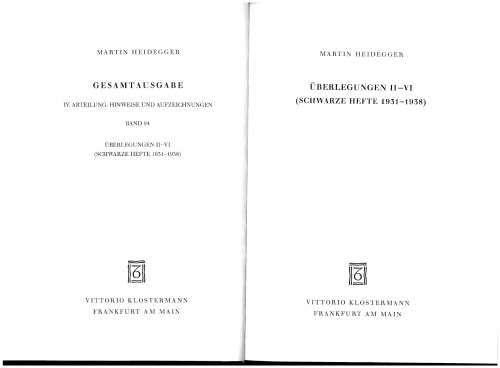 Überlegungen II-VI (Schwarze Hefte 1931-1938).