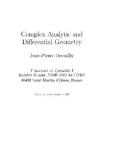 Complex Analytic and Differential Geometry