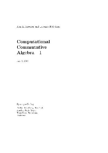 Computational Commutative Algebra