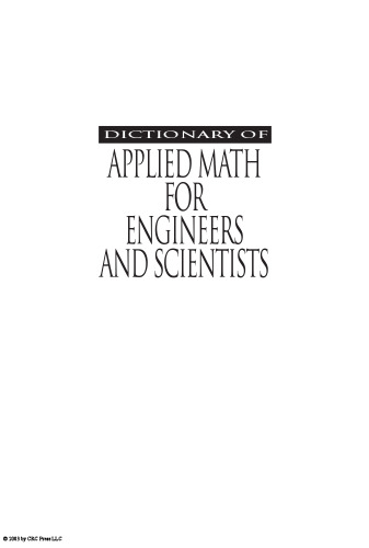 Dictionary of Applied Math for Engineers and Scientists