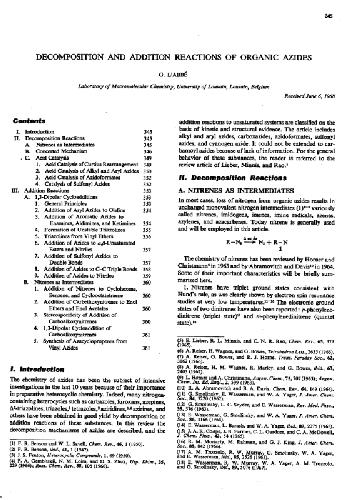 Decomposition and addition reactions of organic azides