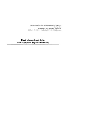 Electrodynamics of solids Microwave superconductivity