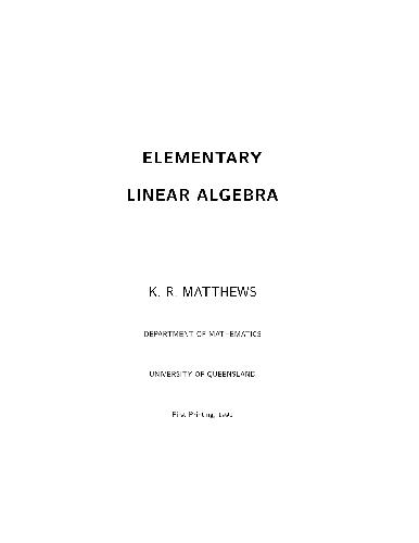 Elementary Linear Algebra
