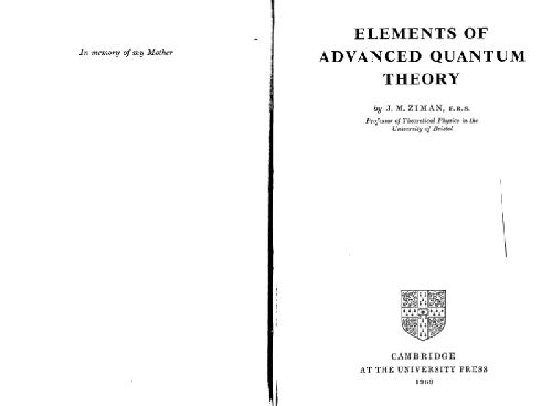 Elements of Advanced Quantum Theory
