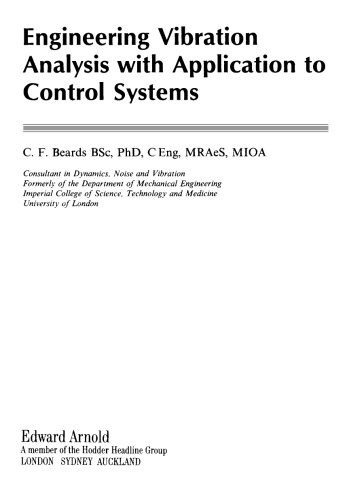Engineering Vibration Analysis with Application to Control Systems