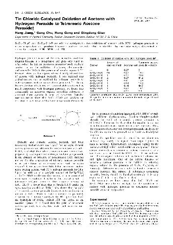 Tin Chloride Catalysed Oxidation of Acetone with Hydrogen Peroxide to Tetrameric Acetone Peroxide