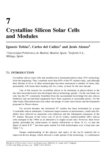 Handbook of Photovoltaic Science and Engineering