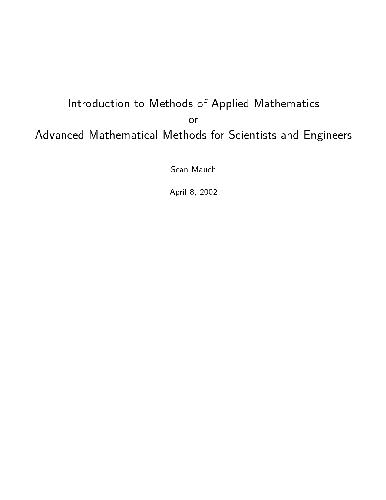 Intro to Methods of Appl. Mathematic Adv Math Methods for Scientists and Engineers