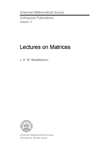 Lectures on Matrices