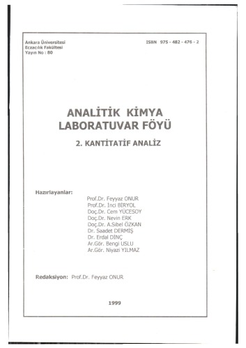 Analitik Kimya Laboratuvar Föyü