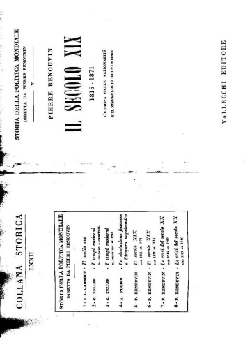 Storia della politica mondiale. 5, Il secolo XIX. 1815-1871 : l'Europa delle nazionalita e il risveglio di nuovi mondi