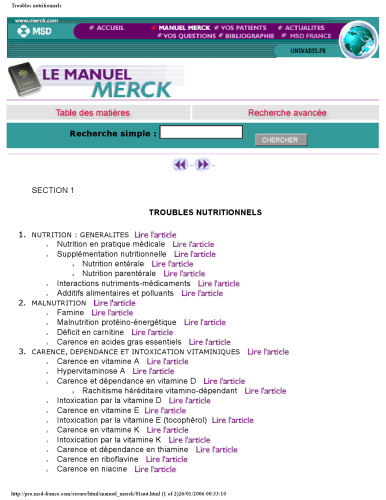 Le Manuel Merck de diagnostic et thérapeutique