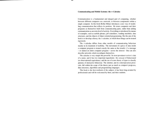 Communicating and Mobile Systems. the Pi-Calculus