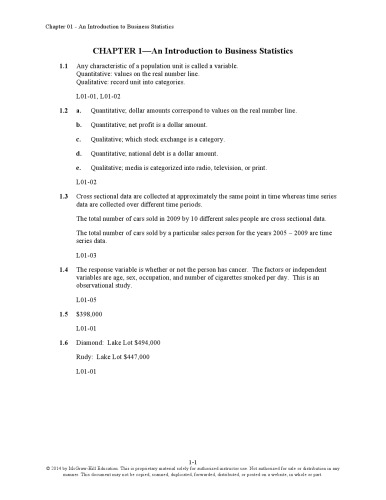 Instructor's Solutions Manual to Business Statistics in Practice