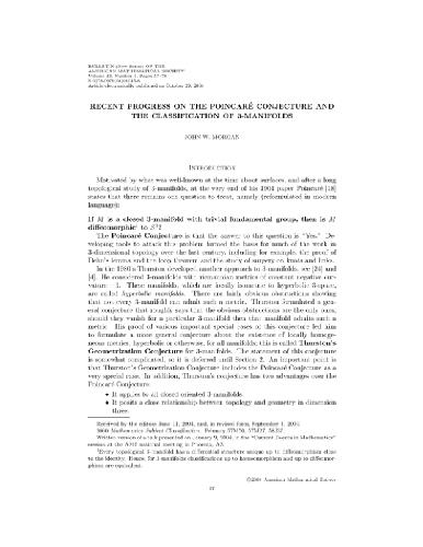 Recent progress on the Poincare conjecture and the classification of 3-manifolds