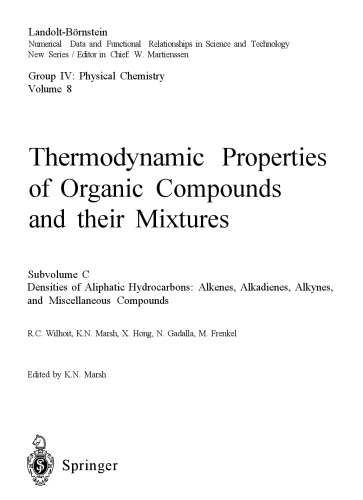 Densities of Aliphatic Hydrocarbons: Alkenes, Alkadienes, Alkynes