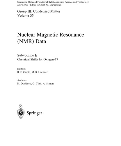 Chemical Shifts for Oxygen-17