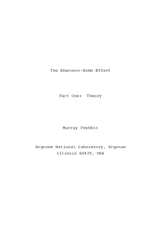 The Aharonov-Bohm Effect
