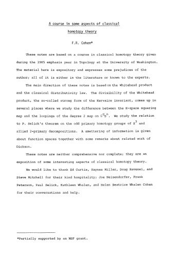 Algebraic Topology: Proceedings of a Workshop held at the University of Washington, Seattle, 1985