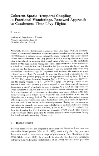 Anomalous Diffusion From Basics to Applications: Proceedings of the XIth Max Born Symposium Held at Lądek Zdrój, Poland, 20–27 May 1998