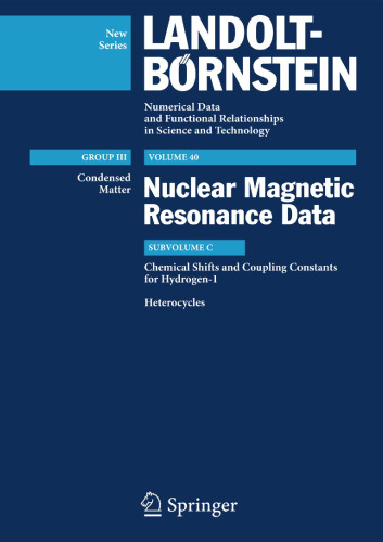 Chemical Shifts and Coupling Constants for Hydrogen-1, Heterocycles