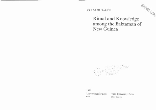 Ritual and Knowledge among the Baktaman of New Guinea