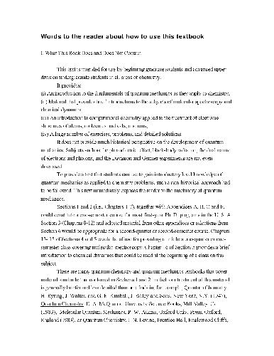 Quantum Mechanics in Chemistry 