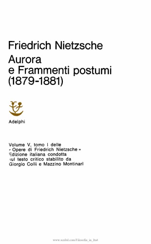 Aurora e Frammenti postumi (1879-1881)